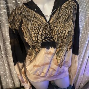 NWT AFFLICTION LIVE FAST WOMENS HOODIE SZ L